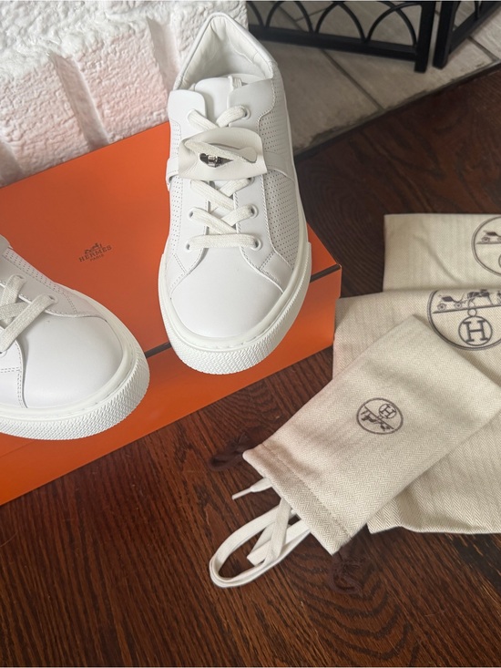 Hermes Shoes - BRAND NEW! Hermes Day Sneaker. White perforated leather. Size: EU 39/US 8.5.